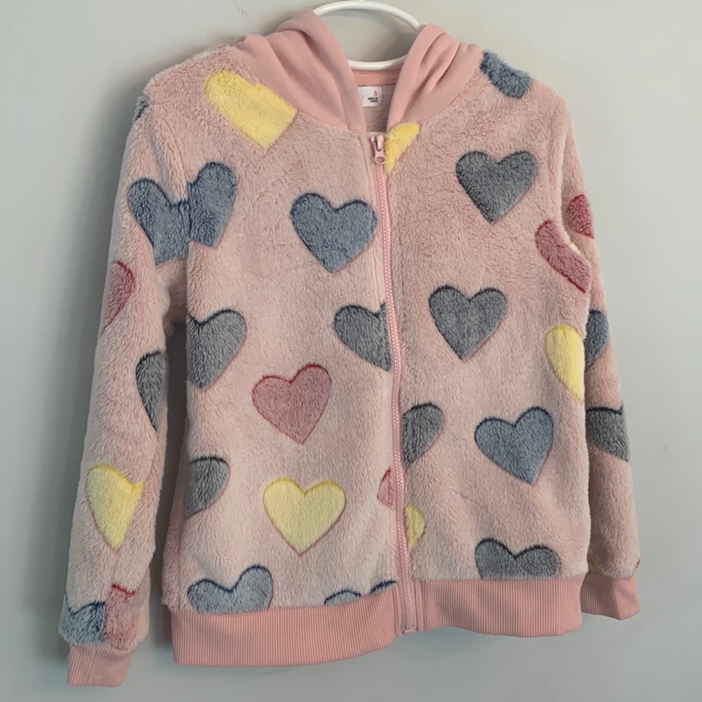 Epic Threads Girls Hearts Zipper Fleece Jacket Size 6